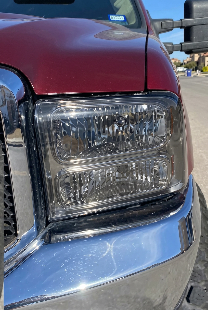 Ford Super Duty headlight restoration — after